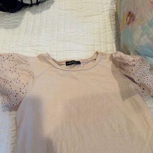 Tan  Eyelet Sleeve dress